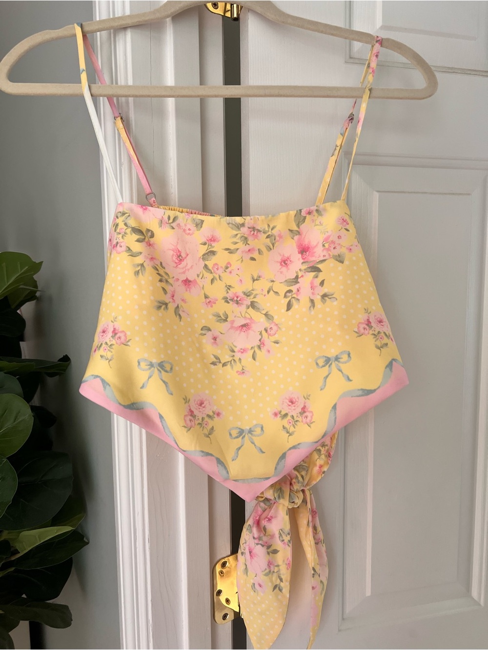 Altar'd State Yellow Smocked Bandana Top